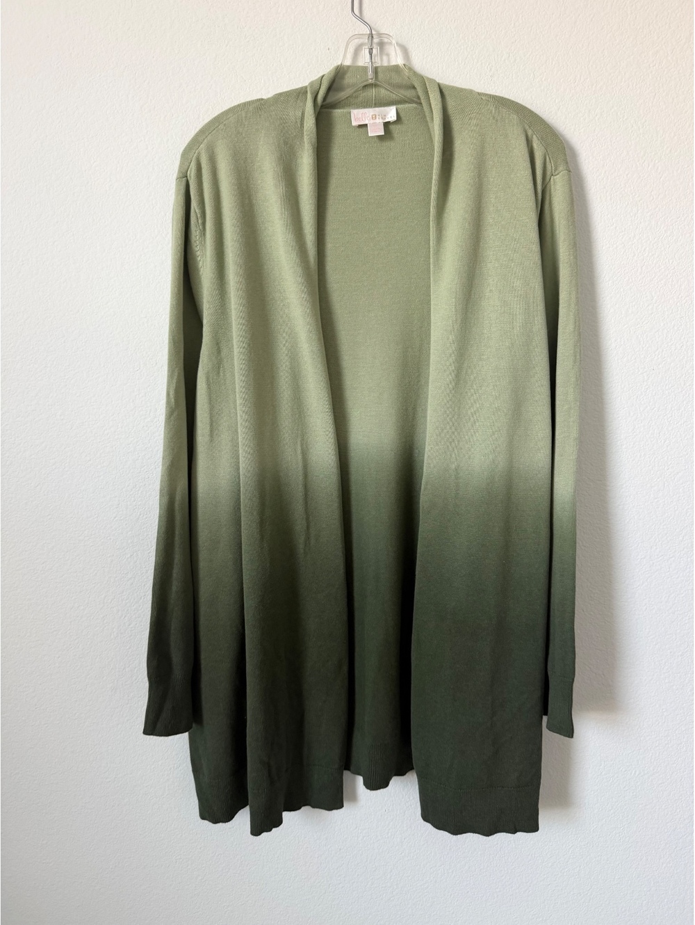Belle by Kim Gravel Long Sleeve Green Ombre Open Front Cardigan Sweater Size XL